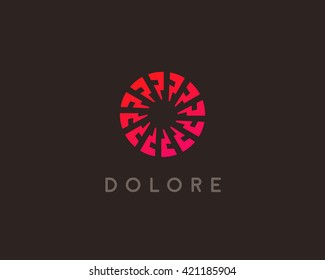 Abstract sun logo design template. Geometric flash circle science medicine sign. Universal energy tech planet star atom vector icon