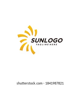 Abstract sun logo design vector with circle shine bright template