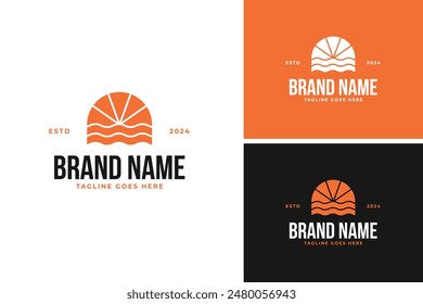 Abstract sun logo design vector illustration template idea