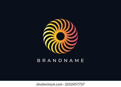 Modelo de vetor de design de logotipo abstrato da sun. Círculo ícone de raio de sol amarelo.