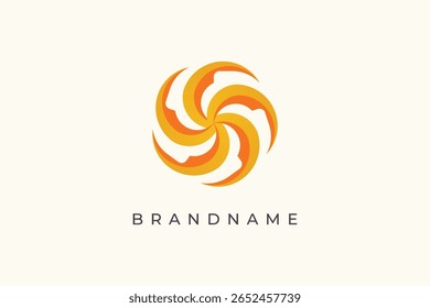Abstract sun logo design vector template. Circle yellow sun ray icon.