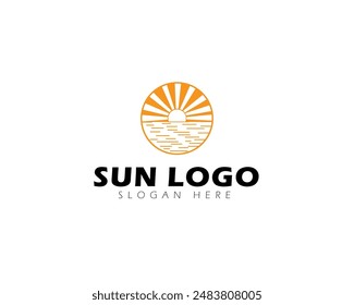 Abstract Sun Logo. Geometric Lines of Sunburst. Flat Vector Logo Design Template Element for Nature and Vacation Logos.