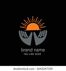 Abstract Sun Logo. Geometric Lines Half of Sunburst with Colors and Black White Style isolated on Dual Background. Flat Vector Logo Design Template Element for Nature and Vacation Logos