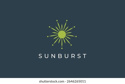 Resumo do logotipo da Sun. Linhas geométricas Meio de Sunburst com cores isoladas no plano de fundo. Elemento de modelo de design de logotipo de vetor plano para logotipos de natureza e férias.