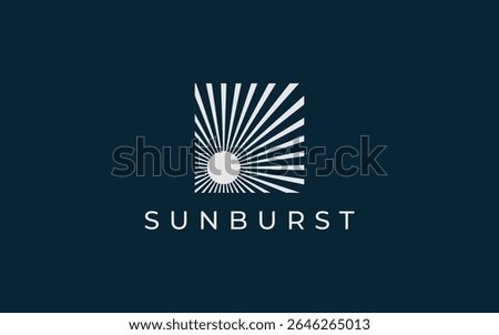 Abstract Sun Logo. Geometric Lines Half of Sunburst with Colors isolated on Background. Flat Vector Logo Design Template Element for Nature and Vacation Logos.