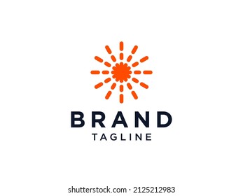 Abstract Sun Logo. Sun Icon with Geometric Radial Rays of Sunburst isolated on White Background. Usable for Business and Nature Logos. Flat Vector Logo Design Template Element.