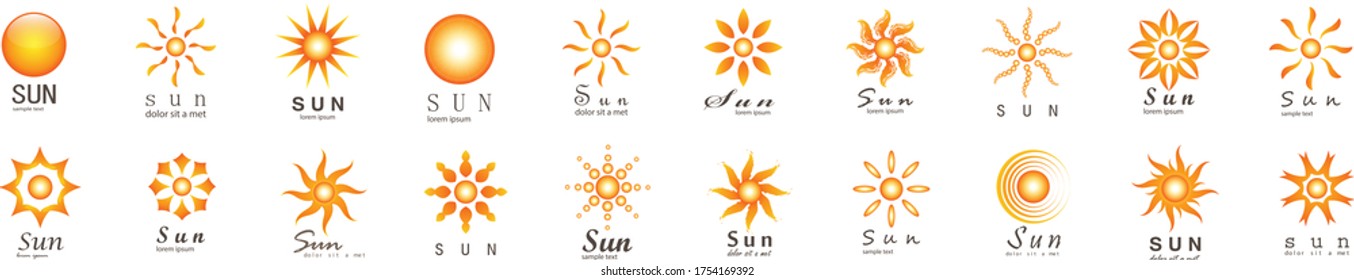 Abstract Sun Logo And Icon Set - Isolated On White Background, Vector Illustration.  