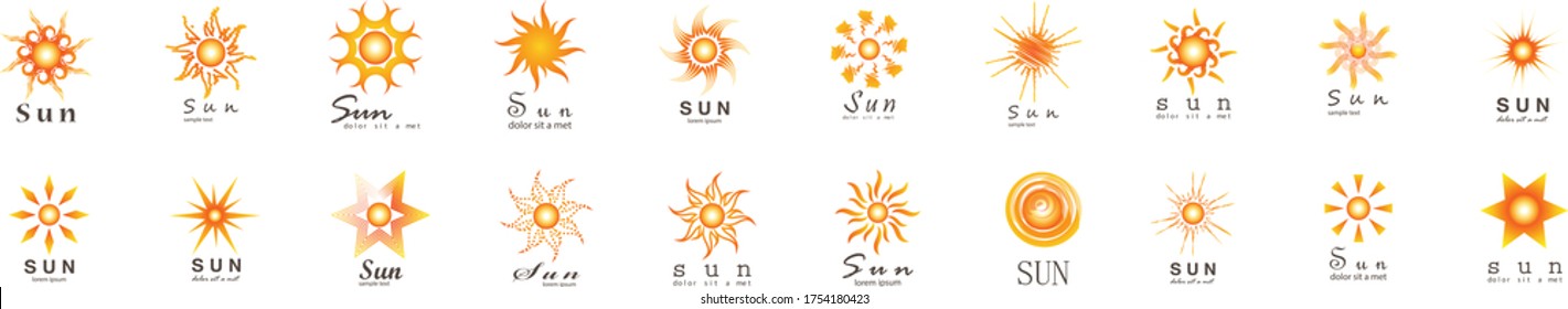 Abstract Sun Logo And Icon Set - Isolated On White Background, Vector Illustration. Abstract Sun Logo And Icons For Solar Energy Logo And Sunburst Icon Design. Abstract Sun, Vector Illustration