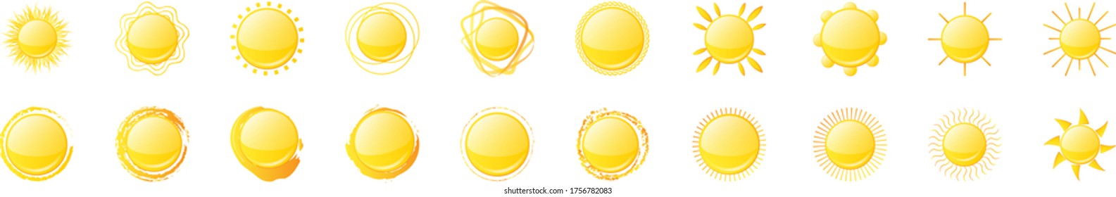 Abstract Sun Logo And Icon Set - Isolated On White Background, Vector Illustration. Abstract Sun Logo And Icons For Solar Energy Logo And Sunburst Icon Design. Abstract Sun, Vector Illustration