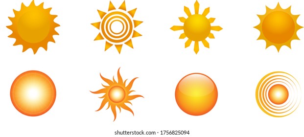 Abstract Sun Logo And Icon Set - Isolated On White Background, Vector Illustration. Abstract Sun Logo And Icons For Solar Energy Logo And Sunburst Icon Design. Abstract Sun, Vector Illustration