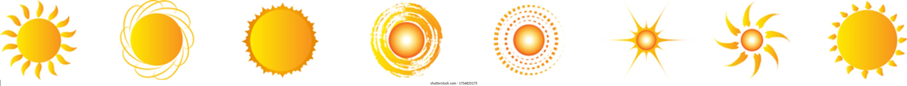 Abstract Sun Logo And Icon Set - Isolated On White Background, Vector Illustration. Abstract Sun Logo And Icons For Solar Energy Logo And Sunburst Icon Design. Abstract Sun, Vector Illustration