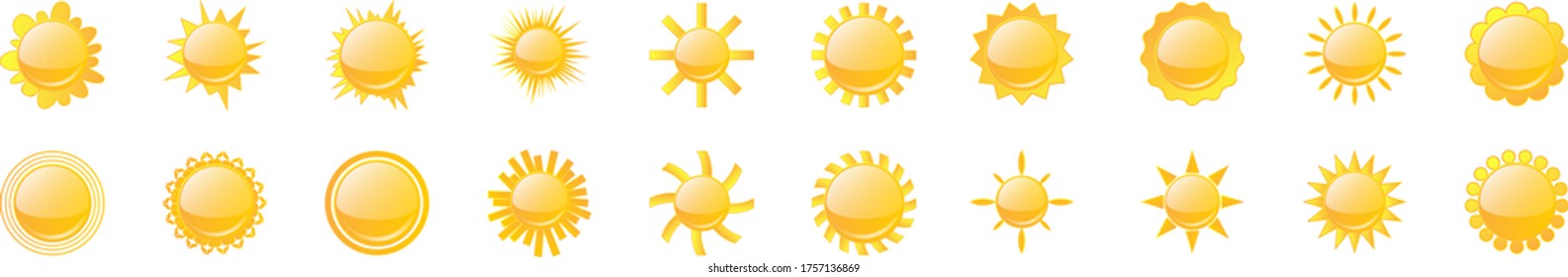Abstract Sun Logo And Icon Set - Isolated On White Background, Vector Illustration. Abstract Sun Logo And Icons For Solar Energy Logo And Sunburst Icon Design. Abstract Sun, Vector Illustration