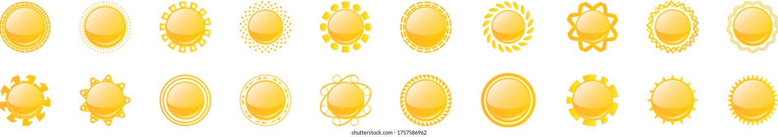 Abstract Sun Logo Icon Set Isolated On White Background, Vector Illustration. Abstract Sun with Sunburst Logos or Icons For Solar Energy Design. Abstract Sun Vector Illustrations