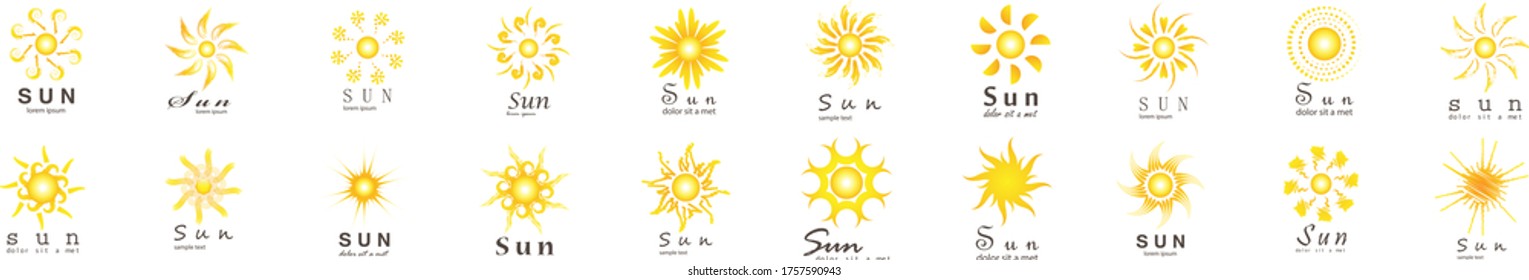 Abstract Sun Logo And Icon Set - Isolated On White Background, Vector Illustration. Abstract Sun Logo And Icons For Solar Energy Logo And Sunburst Icon Design. Abstract Sun, Vector Illustration