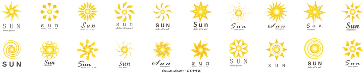 Abstract Sun Logo And Icon Set - Isolated On White Background, Vector Illustration. Abstract Sun Logo And Icons For Solar Energy Logo And Sunburst Icon Design. Abstract Sun, Vector Illustration