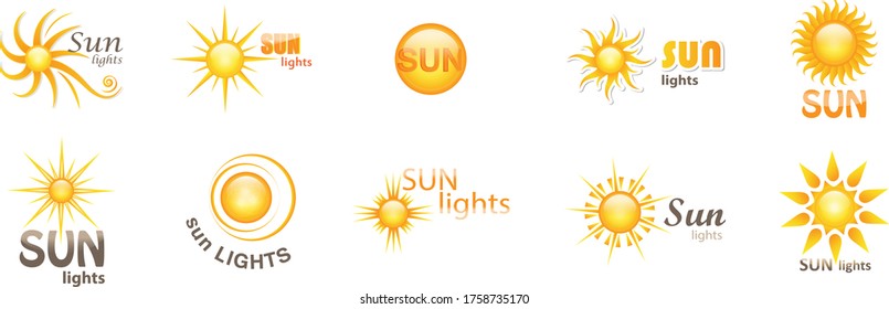 Abstract Sun Logo And Icon Set - Isolated On White Background, Vector Illustration. Abstract Sun Logo And Icons For Solar Energy Logo And Sunburst Icon Design. Abstract Sun, Vector Illustration