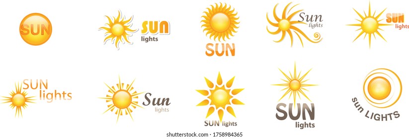 Abstract Sun Logo And Icon Set - Isolated On White Background, Vector Illustration. Abstract Sun Logo And Icons For Solar Energy Logo And Sunburst Icon Design. Abstract Sun, Vector Illustration