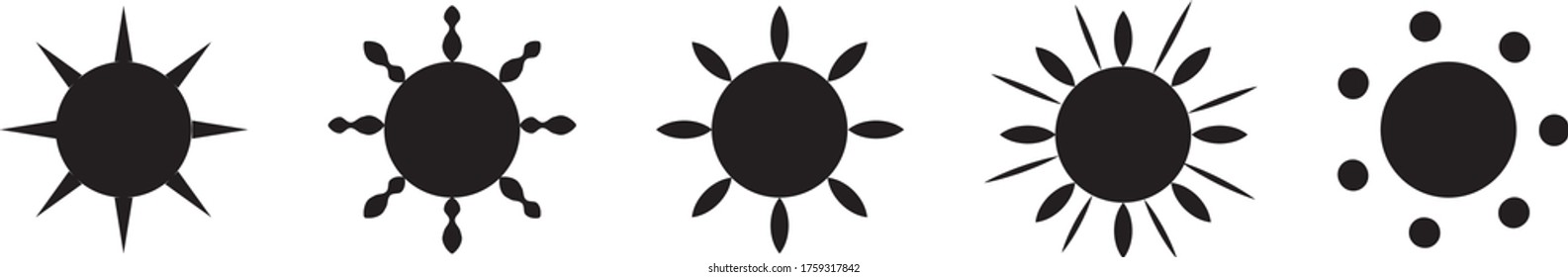 Abstract Sun Logo And Icon Set - Isolated On White Background, Vector Illustration. Abstract Sun Logo And Icons For Solar Energy Logo And Sunburst Icon Design. Abstract Sun, Vector Illustration