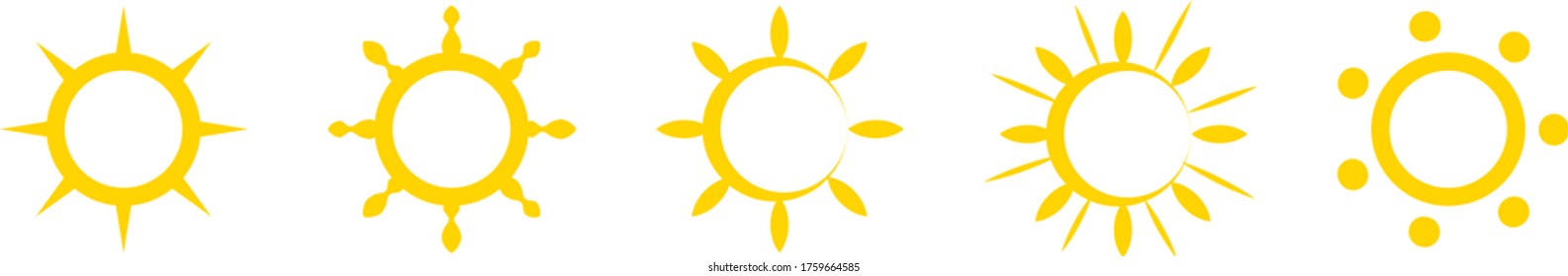 Resumen Del Logotipo Y Conjunto De Iconos Del Sol - Aislado En Fondo Blanco, Ilustración Vectorial. Resumen Del Logotipo Y Los Iconos De Sol Para El Logotipo De Energía Solar Y El Diseño Del Icono De Giro De Sol. Resumen de Sol, Ilustración vectorial