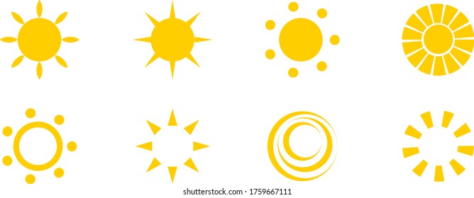 Abstract Sun Logo And Icon Set - Isolated On White Background, Vector Illustration. Abstract Sun Logo And Icons For Solar Energy Logo And Sunburst Icon Design. Abstract Sun, Vector Illustration