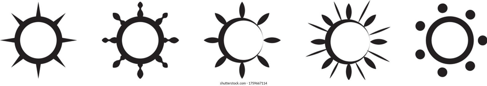 Abstract Sun Logo And Icon Set - Isolated On White Background, Vector Illustration. Abstract Sun Logo And Icons For Solar Energy Logo And Sunburst Icon Design. Abstract Sun, Vector Illustration