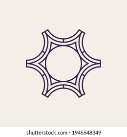 abstract sun logo. mandala monoline flower. editable and easy to custom