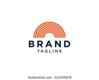 Resumen del logotipo del sol. Icono de sol naranja con rayas geométricas del espacio negativo de rayos de sol aisladas en fondo blanco. Usable para Logos de Negocios y Naturaleza. Elemento de plantilla de diseño de logotipo de vectores planos.
