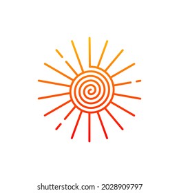Símbolo del logotipo del sol abstracto. Icono moderno, diseño plano. Aislado sobre un fondo transparente. Ilustración vectorial, eps 10.
