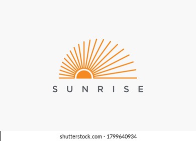 Abstract Sun Logo. Vintage Sun Icon with Geometric Rays of Sunburst isolated on White Background. Usable for Business and Nature Logos. Flat Vector Logo Design Template Element