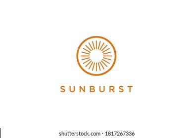 Abstract Sun Logo. Vintage Sun Icon with Geometric Radial Rays of Sunburst isolated on White Background. Usable for Business and Nature Logos. Flat Vector Logo Design Template Element