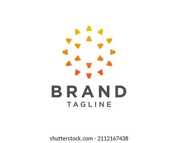 Abstract Sun Logo. Vintage Sun Icon with Geometric Radial Rays of Sunburst isolated on White Background. Usable for Business and Nature Logos. Flat Vector Logo Design Template Element 