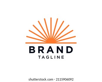 Abstract Sun Logo. Vintage Sun Icon with Geometric Rays of Sunburst isolated on White Background. Usable for Business and Nature Logos. Flat Vector Logo Design Template Element