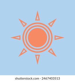 Abstract Sun Logo. Vintage Sun Icon with Geometric Radial Rays of Sunburst isolated on Black Background. Usable for Business and Nature Logos.