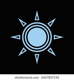 Abstract Sun Logo. Vintage Sun Icon with Geometric Radial Rays of Sunburst isolated on Black Background. Usable for Business and Nature Logos.