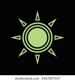 Abstract Sun Logo. Vintage Sun Icon with Geometric Radial Rays of Sunburst isolated on Black Background. Usable for Business and Nature Logos.