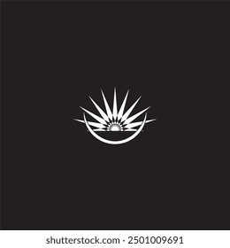 Abstract sun logo in white and black background