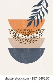 Abstract sun moon geometric print boho minimalist printable wall art bohemian art work, vector