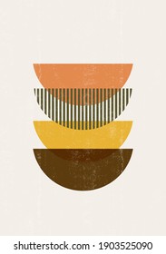 Abstract sun moon geometric print boho minimalist printable wall art bohemian art work, vector