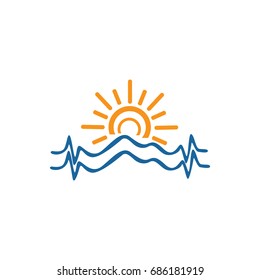 abstract sun and mount logo