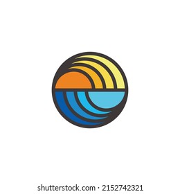 abstract sun ocean gradient geometric design logo vector