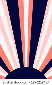 Abstract sun. A poster in the boho style. Sunset, sunrise. Vintage and modern geometric composition. Landscape. for printing, postcards. Artistic printing. Vector illustration.