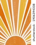 Abstract sun print boho minimalist printable wall art geometric abstract sunset print bohemian art work, vector