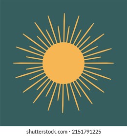 Abstract sun print boho minimalist print wall art geometric abstract sunset print bohemian art, vector.