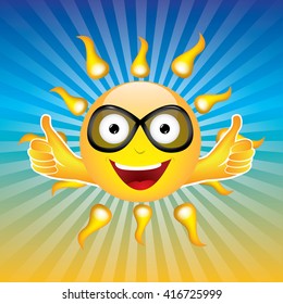 Abstract sun ray blue sky background