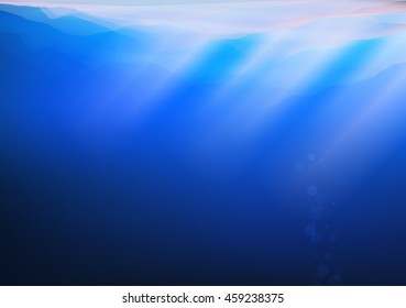 Abstract Sun Ray Under Water,Ice Sheet  - Vector Illustration