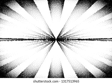 Abstract sun rays with dotwork retro or tattoo style for vintage grungy background