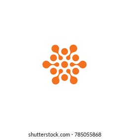 Abstract sun, related circles orange color logo. New technology vector symbol.