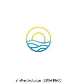 Abstract sun sea waves vector logo design