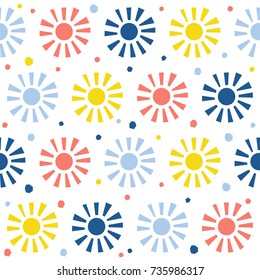 Abstract sun seamless pattern background. Childish simple application sun cover for design card, wallpaper, album, scrapbook, holiday wrapping paper, textile fabric, bag print, t shirt etc.