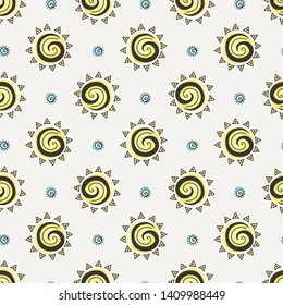 Abstract sun seamless pattern. Vector sunny background for kids wallpaper, print, design, card